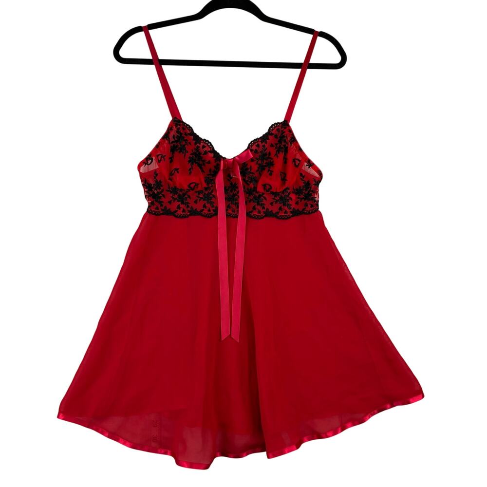 Cinema Etoile Seductive Wear Red Black Babydoll Chemise Lingerie Women's Small